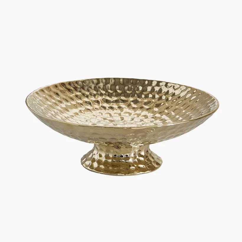 Sansa Duke Ceramic Hammered Finish Decorative Bowl with Stand - 25x25x9 cm - Image 2