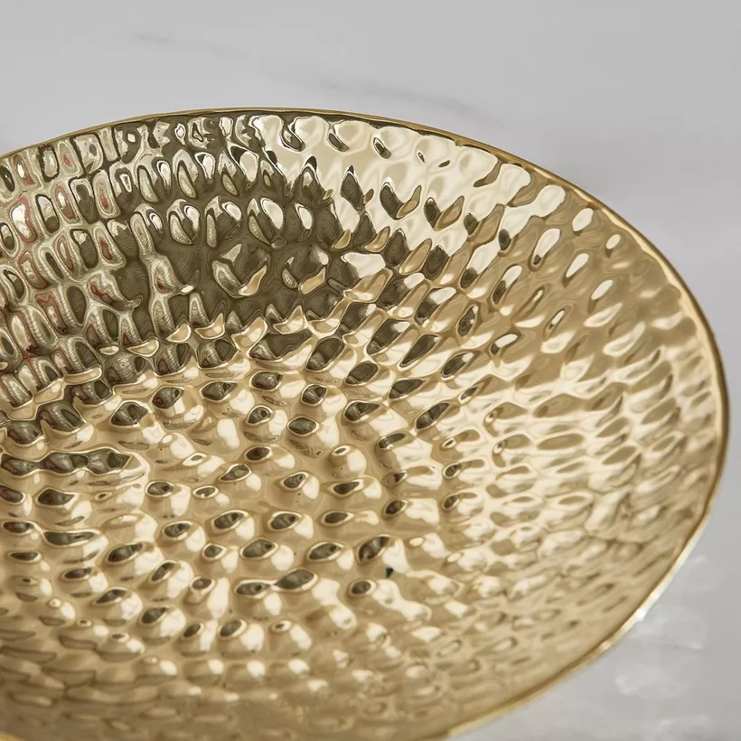 Sansa Duke Ceramic Hammered Finish Decorative Bowl with Stand - 25x25x9 cm - Image 4
