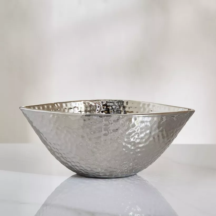 Sansa Duke Ceramic Hammered Finish Decorative Bowl Stand - 20.5x13.5x7.5 cm - Image 3