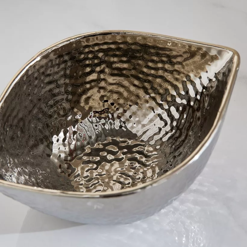 Sansa Duke Ceramic Hammered Finish Decorative Bowl Stand - 20.5x13.5x7.5 cm - Image 4