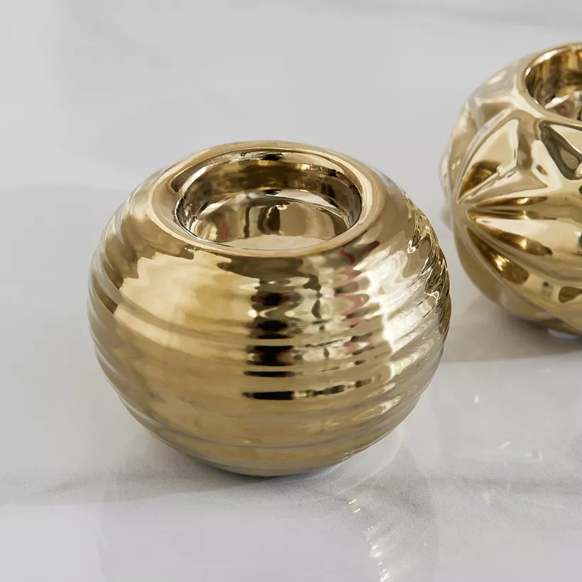 Sansa Duke 3-Piece Ceramic Ball Candleholder Set - 9x9x7 cm - Image 4