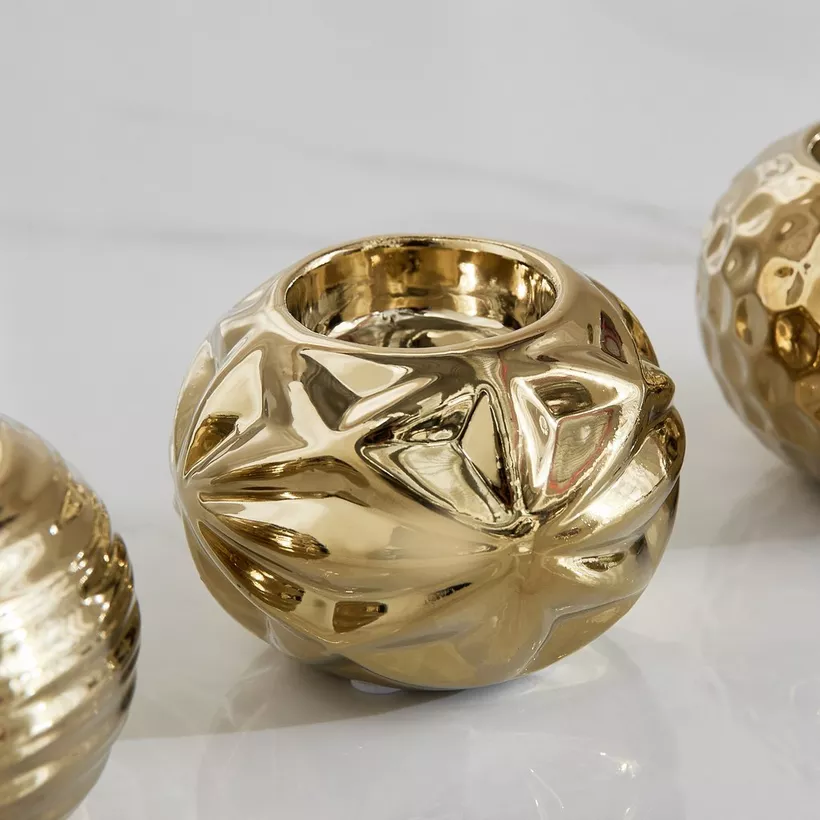 Sansa Duke 3-Piece Ceramic Ball Candleholder Set - 9x9x7 cm - Image 5