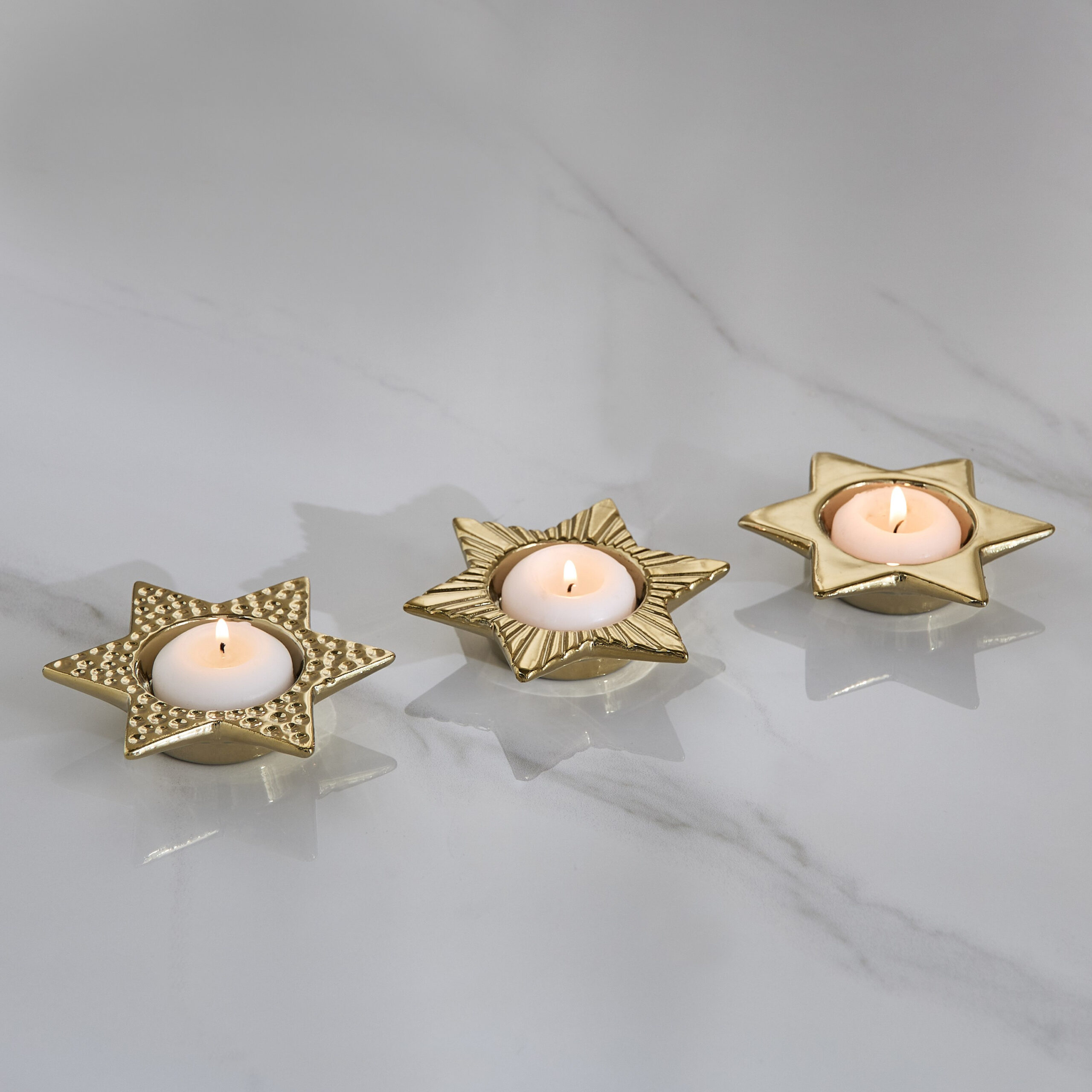 Sansa Duke 3-Piece Ceramic Star Candleholder Set - 11.5x10x2.5 cm