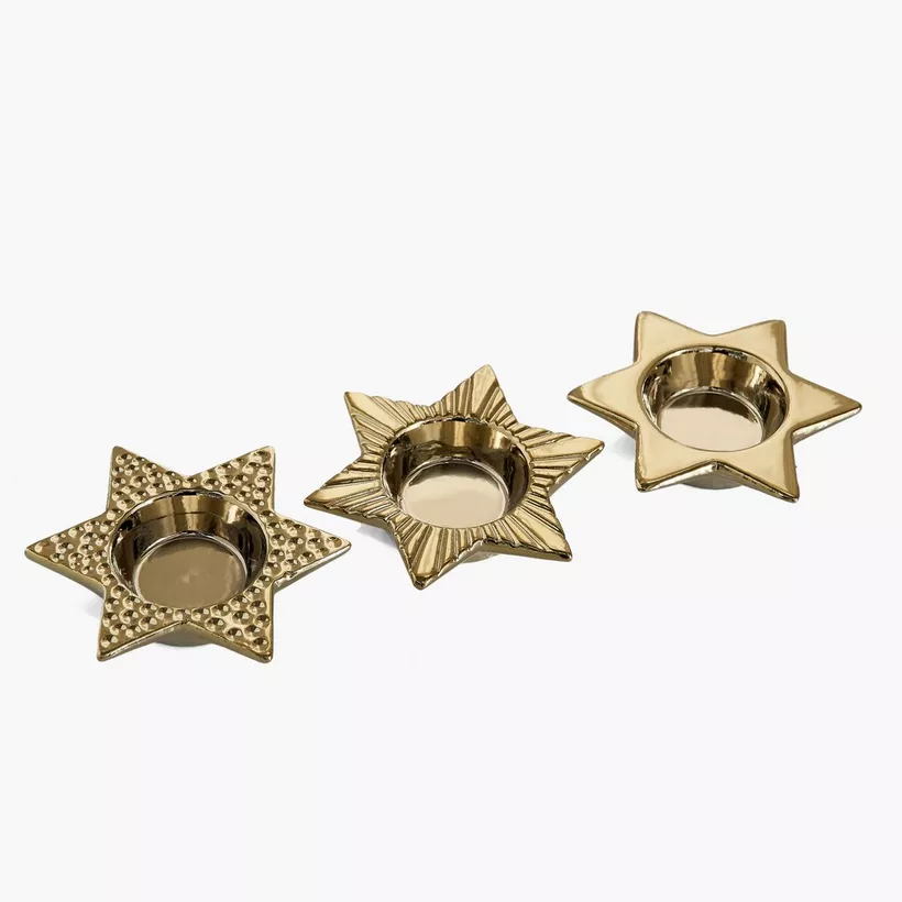 Sansa Duke 3-Piece Ceramic Star Candleholder Set - 11.5x10x2.5 cm - Image 2