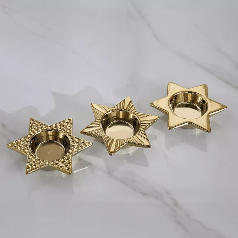 Sansa Duke 3-Piece Ceramic Star Candleholder Set - 11.5x10x2.5 cm - Image 3