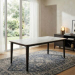 Valeria 6-Seater Sintered Stone Top Dining Table With Solid Wood Base