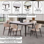 Valeria 6-Seater Sintered Stone Top Dining Table With Solid Wood Base
