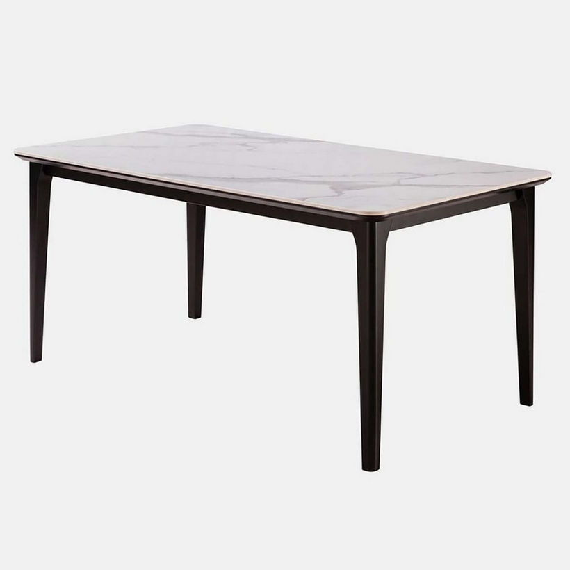 Valeria 6-Seater Sintered Stone Top Dining Table With Solid Wood Base - Image 4