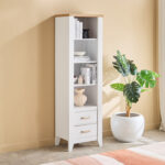 Movo Sky 2-Drawer Tall Bookcase with Display Cabinet