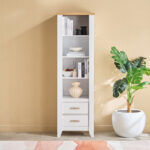Movo Sky 2-Drawer Tall Bookcase with Display Cabinet