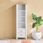 Movo Sky 2-Drawer Tall Bookcase with Display Cabinet