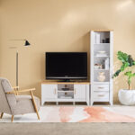 Movo Sky 2-Drawer Tall Bookcase with Display Cabinet