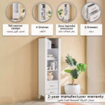 Movo Sky 2-Drawer Tall Bookcase with Display Cabinet