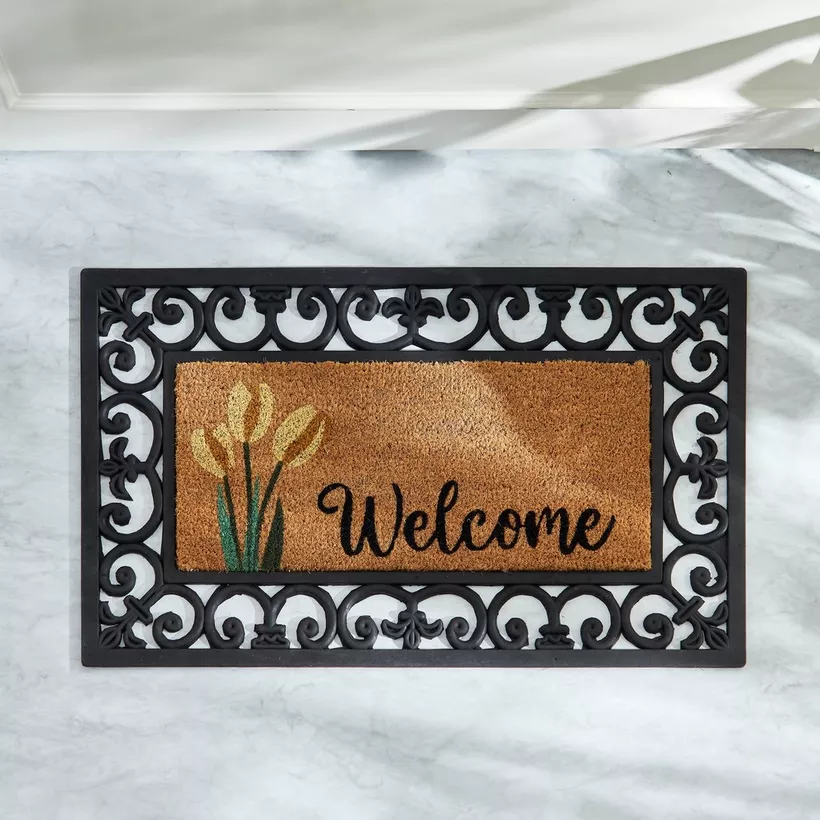 Welcome Moulded Coir and Rubber Doormat - 45x75 cm - Image 3