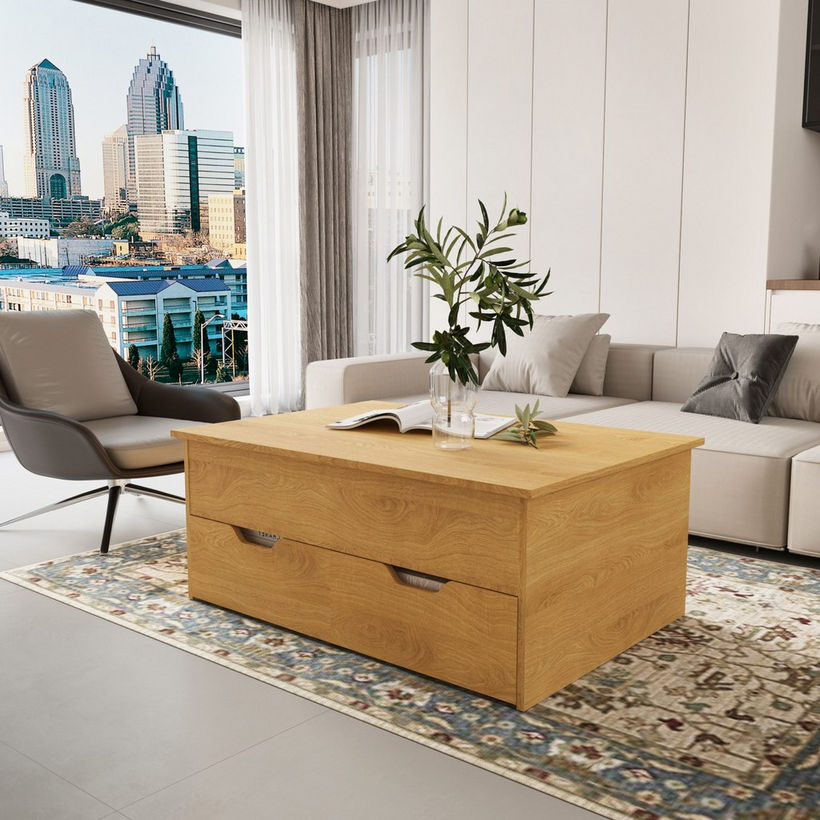 Movo Root Lift Top 2-Drawer Coffee Table with Shelf - Image 3