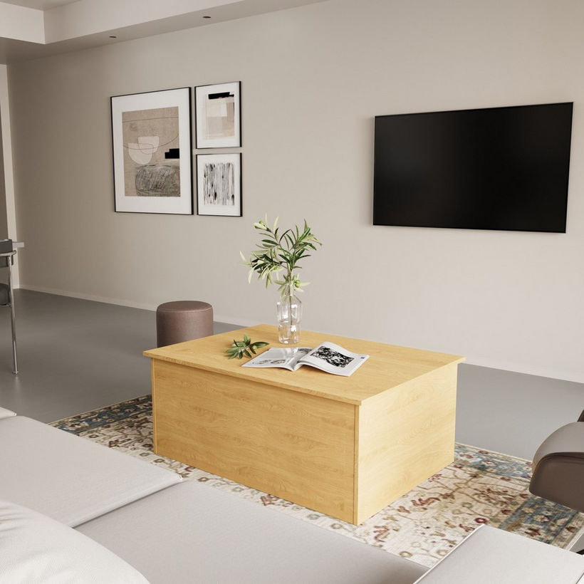 Movo Root Lift Top 2-Drawer Coffee Table with Shelf - Image 6