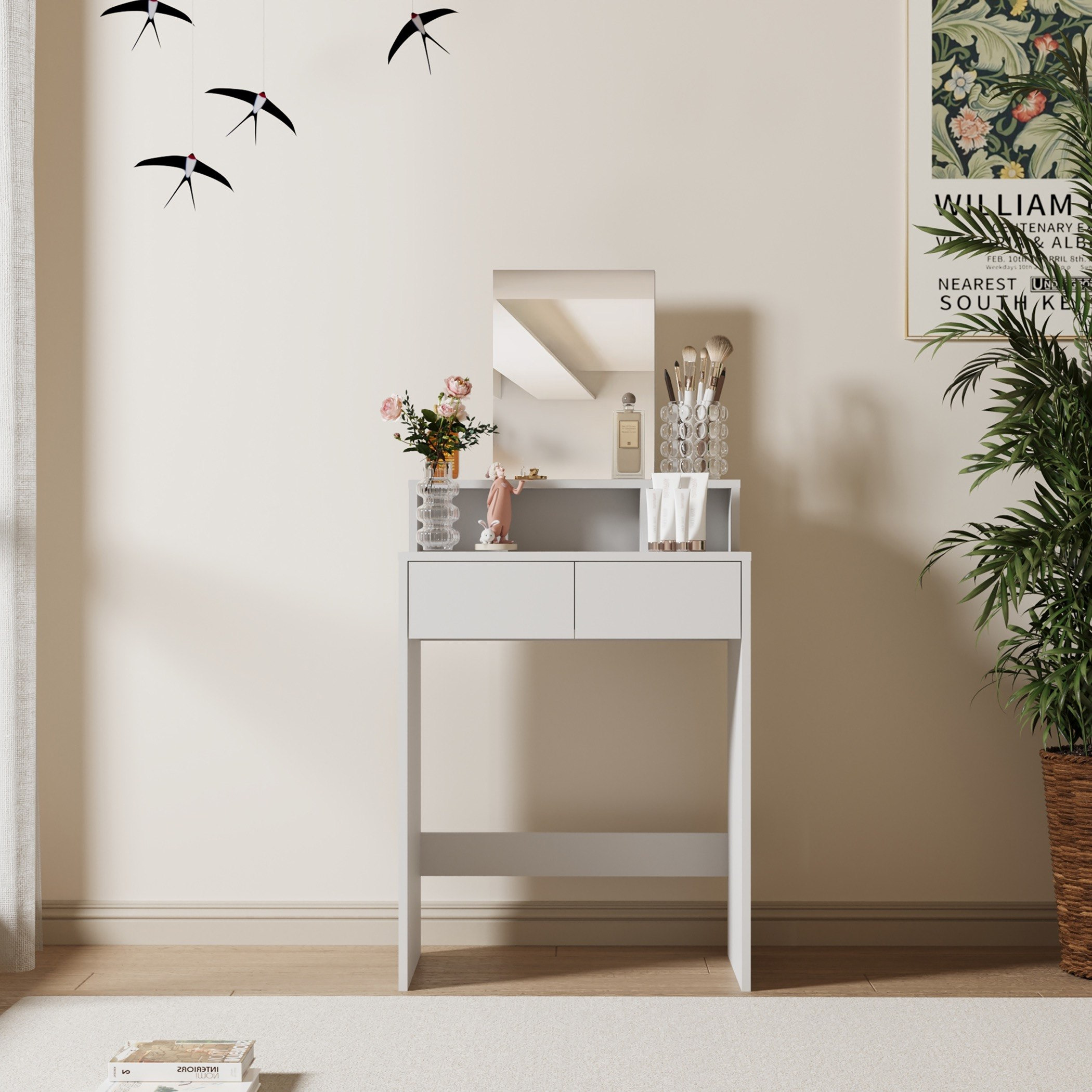 Movo Grace Dressing Table with Mirror and 2 Drawers