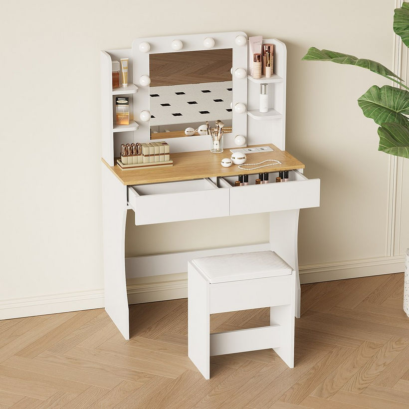 Iya Dressing Vanity Table with Mirror, Light and Stool - Image 3