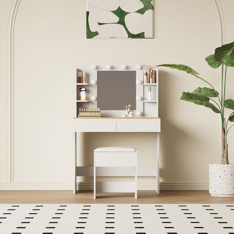 Iya Dressing Vanity Table with Mirror, Light and Stool - Image 4