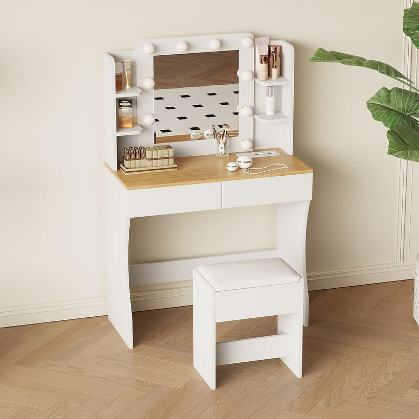 Iya Dressing Vanity Table with Mirror, Light and Stool - Image 5