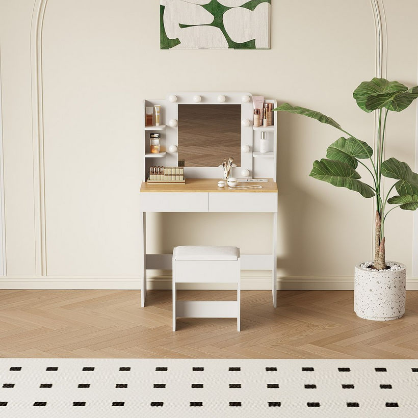 Iya Dressing Vanity Table with Mirror, Light and Stool - Image 6
