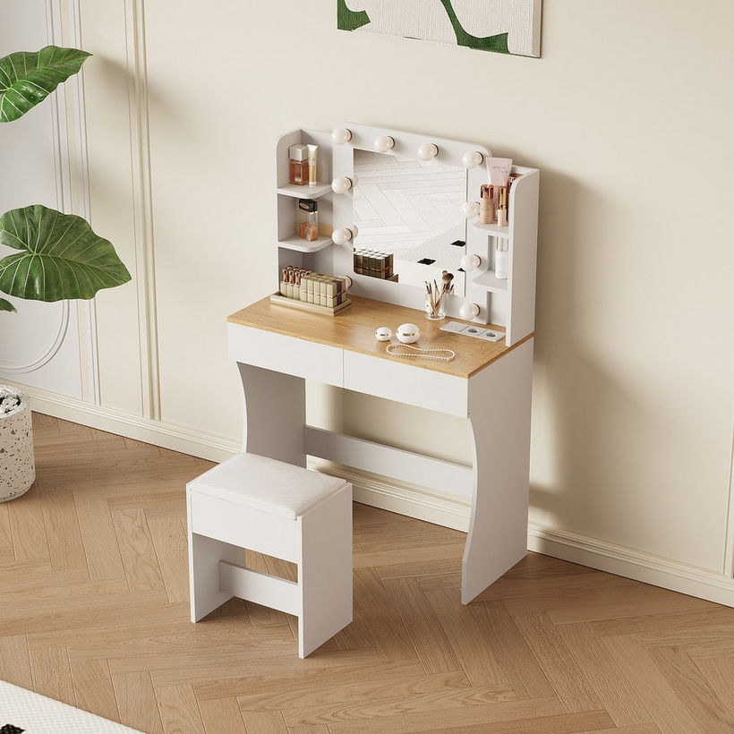 Iya Dressing Vanity Table with Mirror, Light and Stool - Image 7