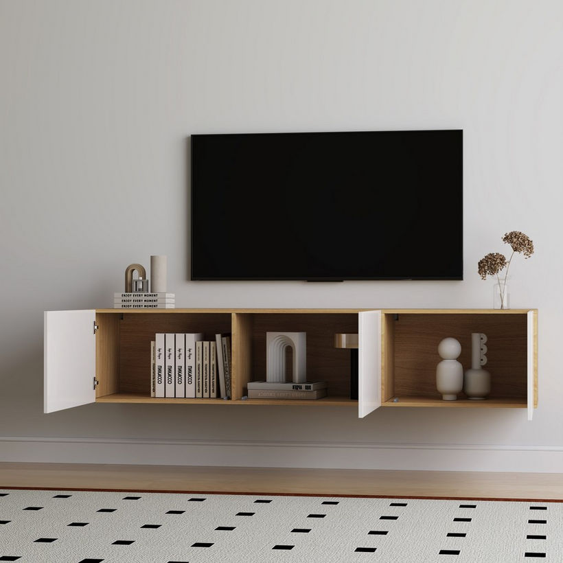 Riva Opera 1.8 Metre 3-Door Wall Mounted TV Unit For TVs up to 75 inches - Image 3