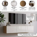 Riva Opera 1.8 Metre 3-Door Wall Mounted TV Unit For TVs up to 75 inches