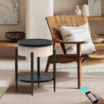 Ambre Round End Table with Bluetooth Speaker and USB Charging Port