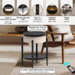 Ambre Round End Table with Bluetooth Speaker and USB Charging Port