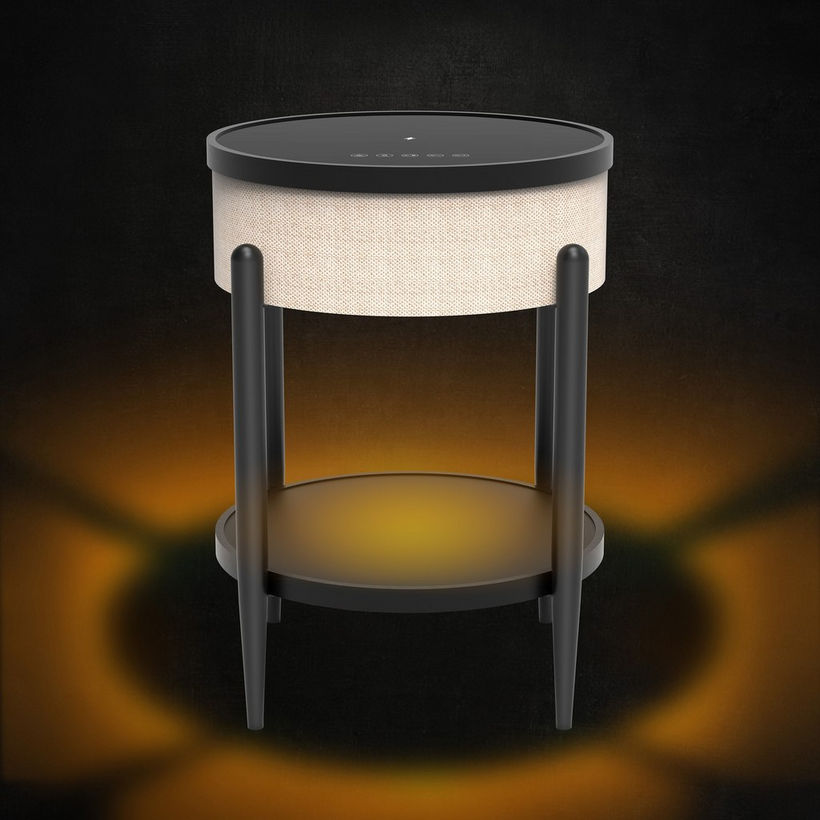Ambre Round End Table with Bluetooth Speaker and USB Charging Port - Image 5