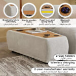 Orlando Fabric Wireless C-Type Charging Console with Bluetooth Speaker and Storage