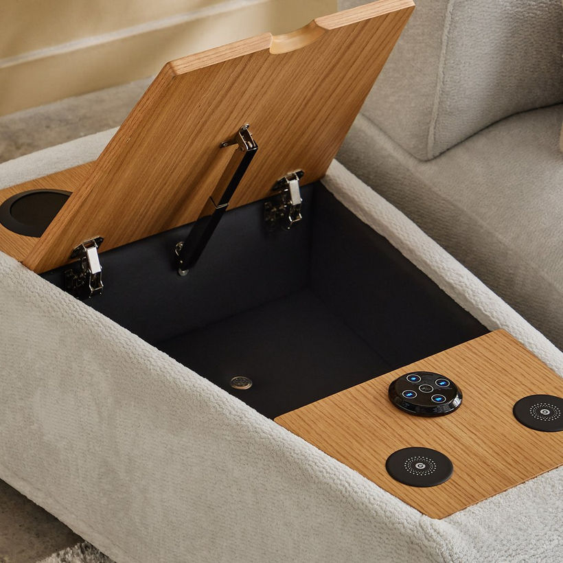 Orlando Fabric Wireless C-Type Charging Console with Bluetooth Speaker and Storage - Image 9