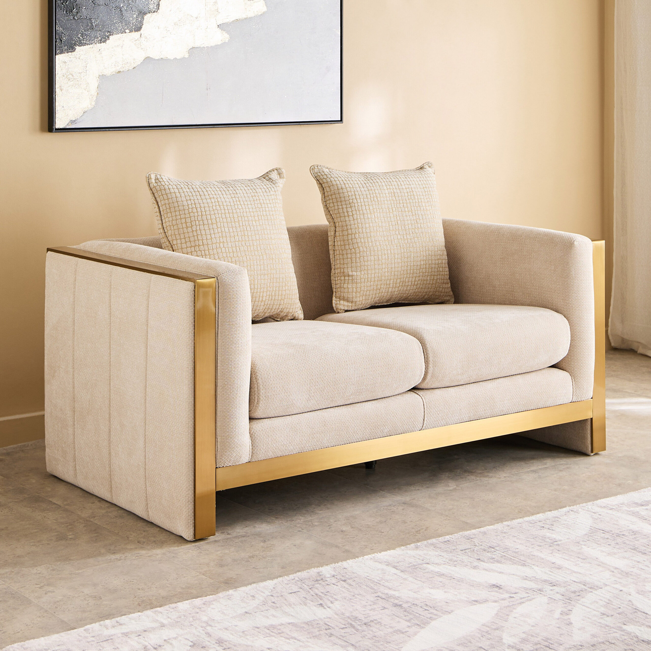 Vincent 2-Seater Fabric Sofa with 2 Cushions
