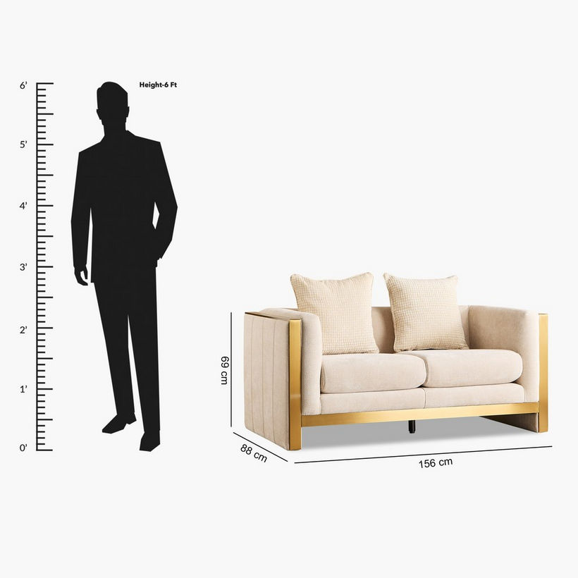 Vincent 2-Seater Fabric Sofa with 2 Cushions - Image 13