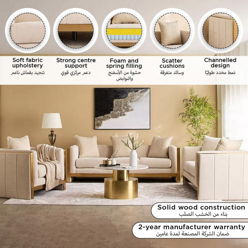 Vincent 2-Seater Fabric Sofa with 2 Cushions - Image 14