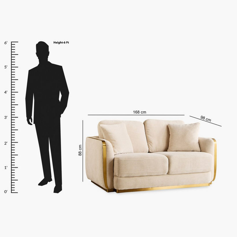 Bosco 2-Seater Fabric Sofa with 2 Cushions - Image 13
