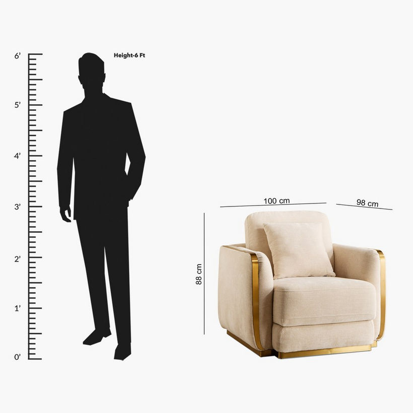 Bosco Fabric Armchair Sofa with Cushion - Image 14