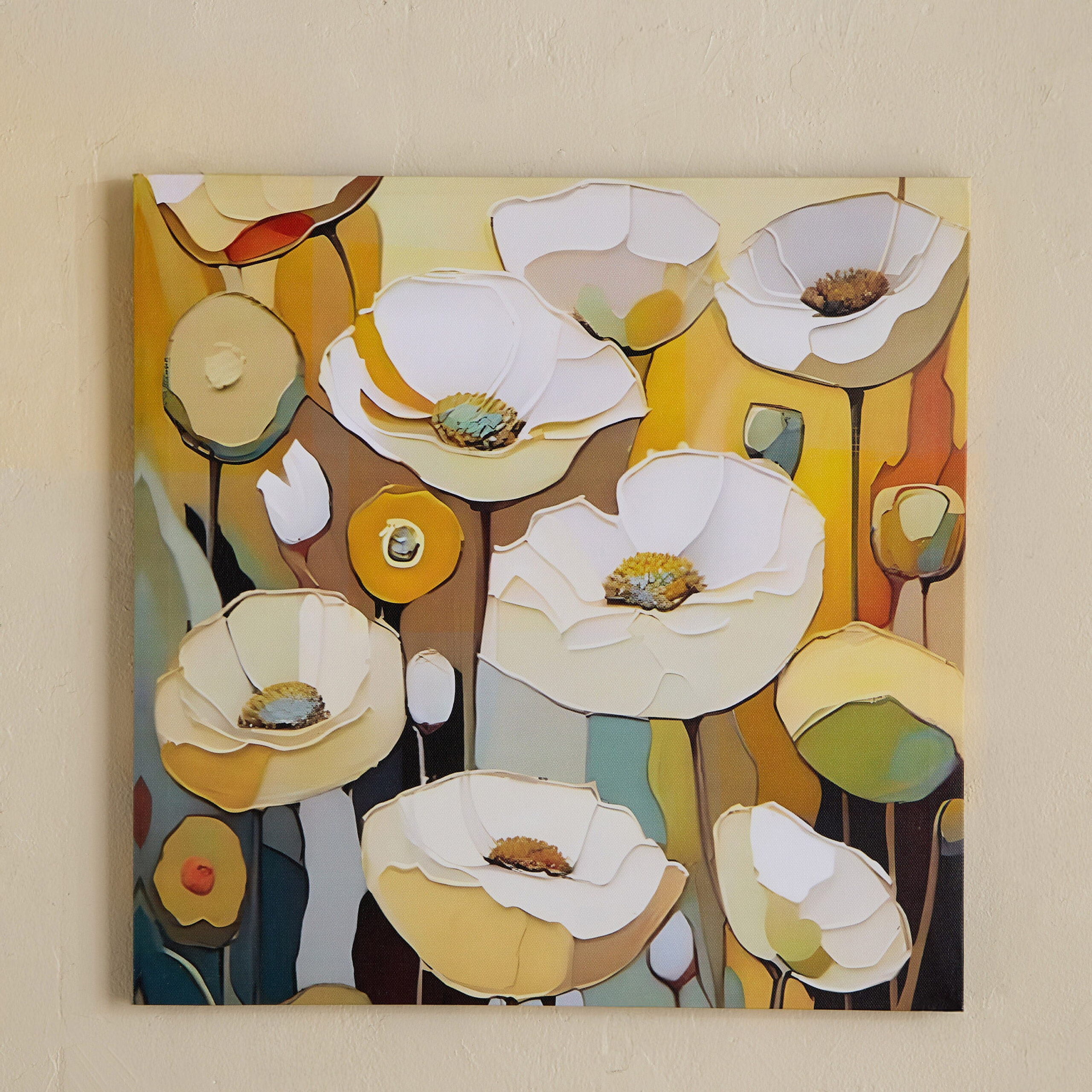 Elmer Onyx Canvas Printed Pansy Flowers Framed Picture - 40x40x1.8 cm