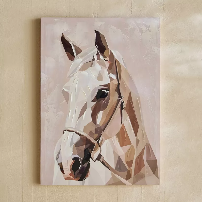 Onyx Horse 80% Hand Painted Wall Art - 50x3x70 cm - Image 3