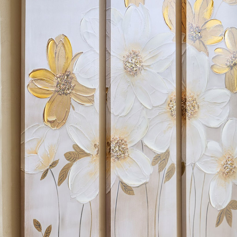 Onyx 3-Piece Flowers 40% Hand Painted Wall Art Set - 90x3x120 cm - Image 4