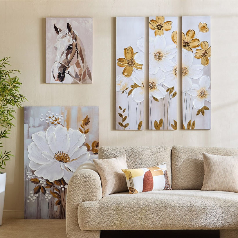 Onyx 3-Piece Flowers 40% Hand Painted Wall Art Set - 90x3x120 cm - Image 5