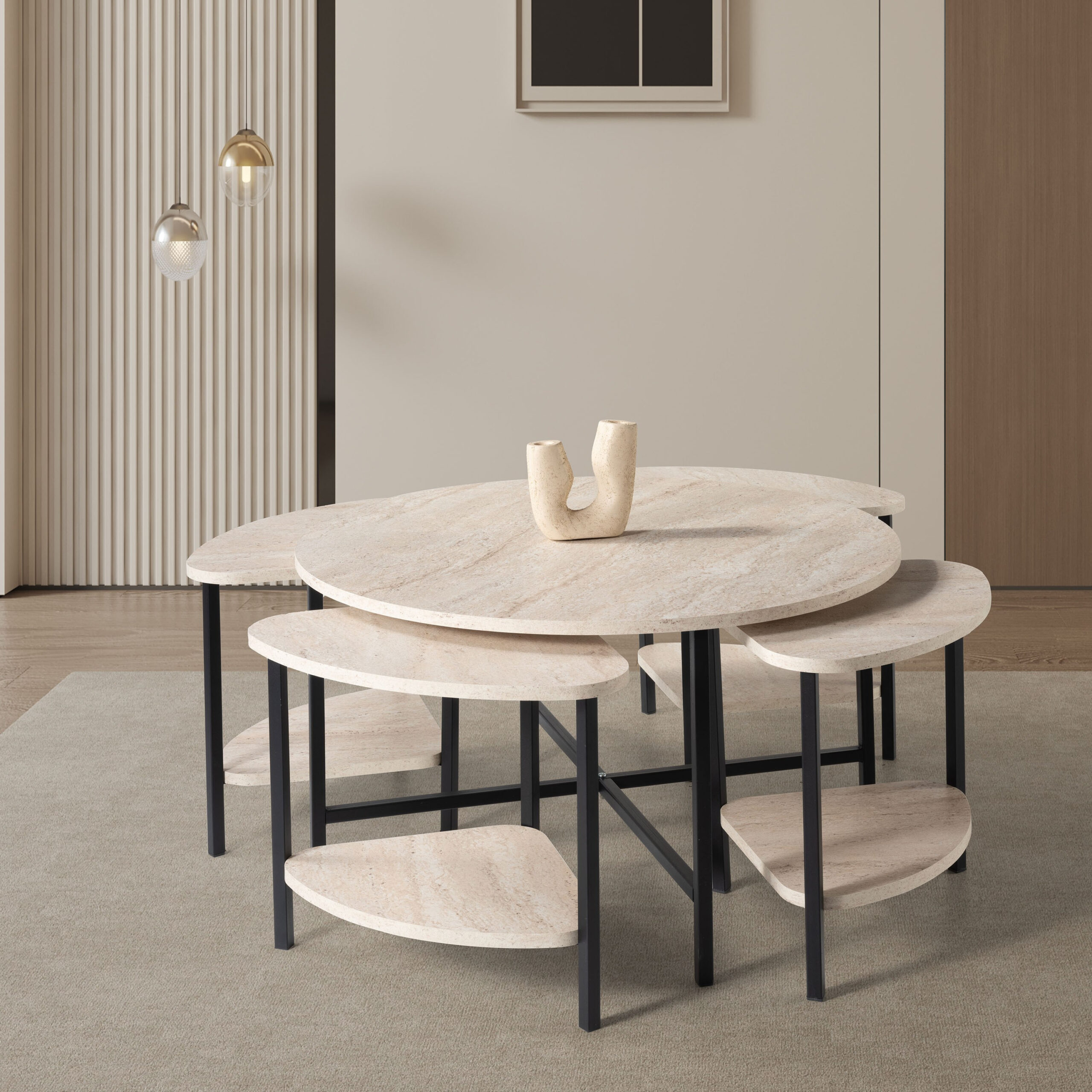Josie Round Coffee Table with 4 Stools