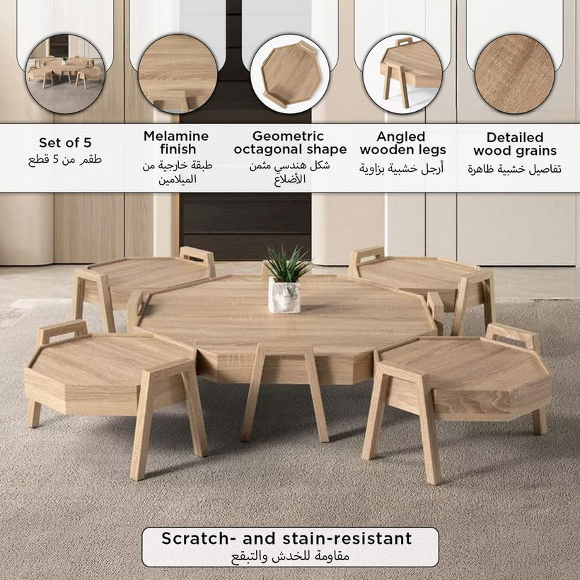 Fia Majlis 5-Piece Coffee Table Set - Image 2