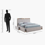 Movo Ruby Linear Smart Upholstered Queen Bed with 4 Drawers - 160x200 cm