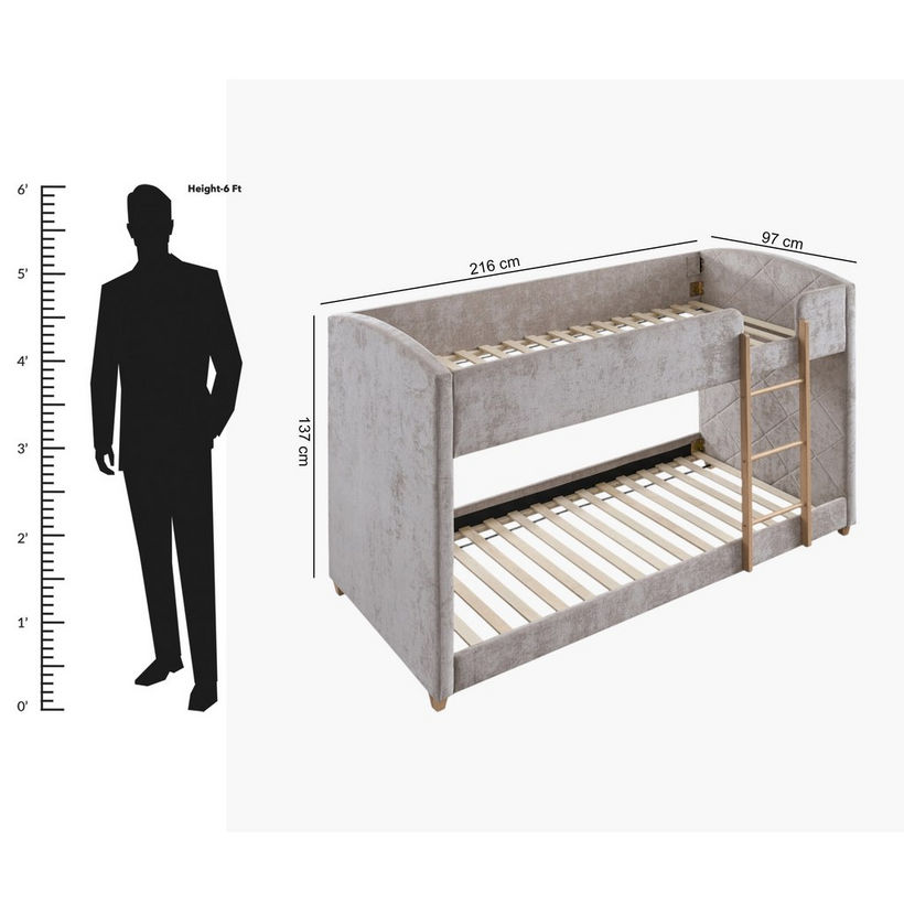 Curvy Upholstered Single Bunk Bed - 90x200 cm - Image 6