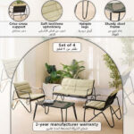 Vera Tribeca Outdoor 2+1+1 Seater Sofa Set with Coffee Table and Cushion