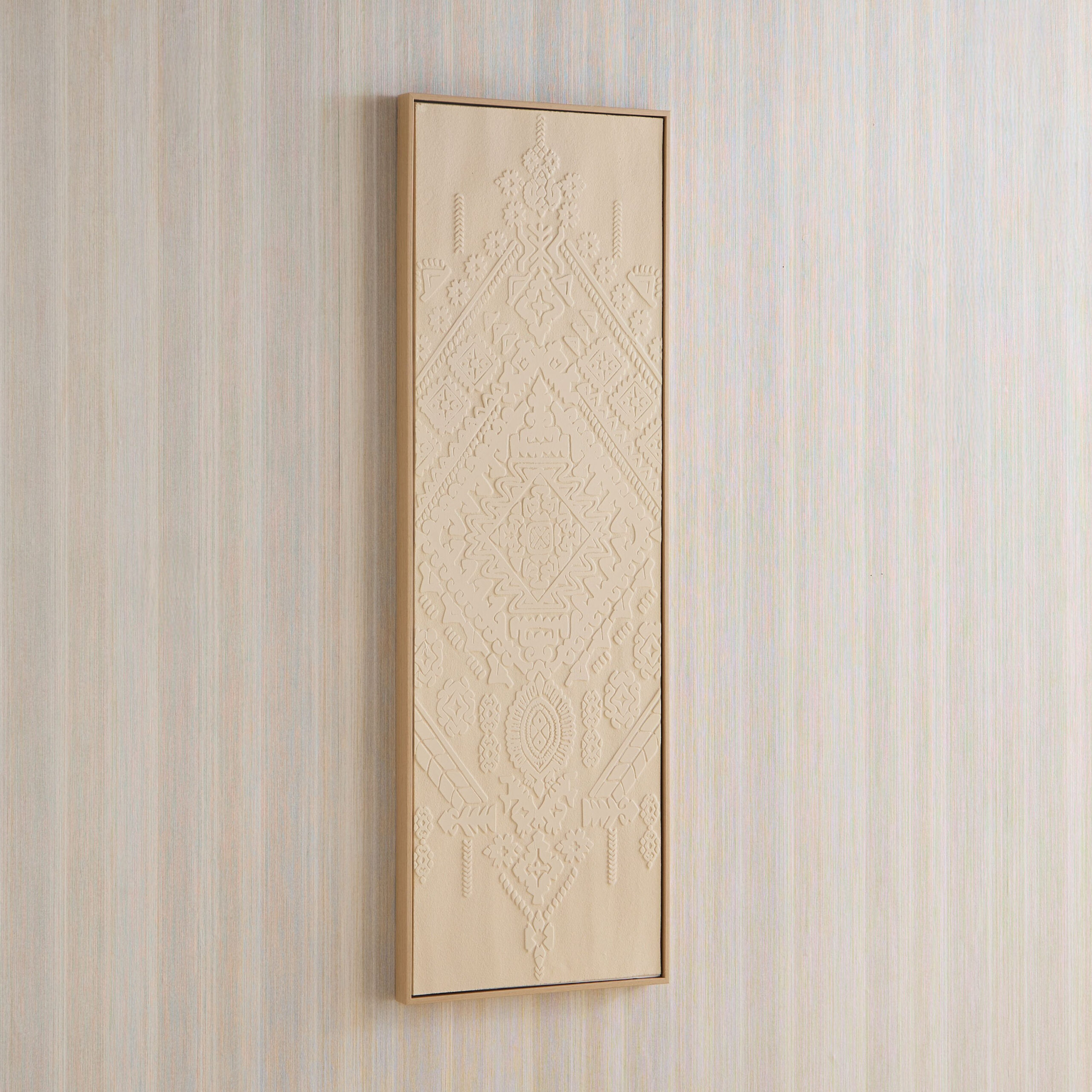 Latigo 3D Framed Foam Board Wall Art With Ethnic Plaster - 40x120x4 cm