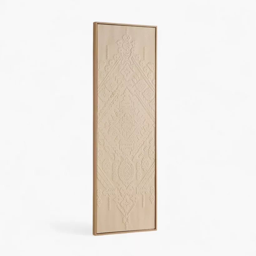 Latigo 3D Framed Foam Board Wall Art With Ethnic Plaster - 40x120x4 cm - Image 2
