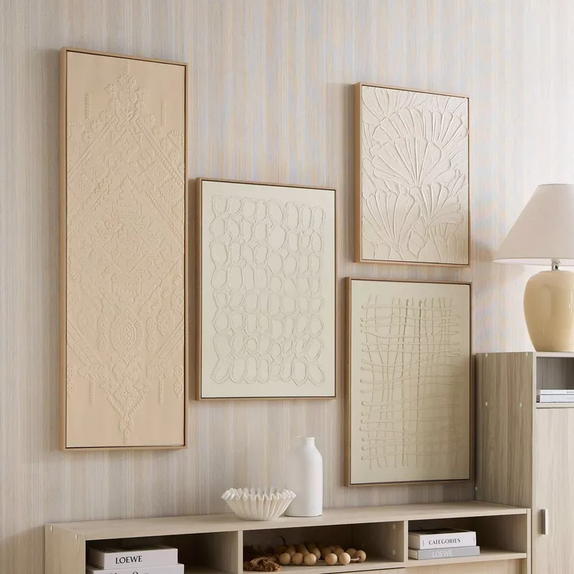 Latigo 3D Framed Foam Board Wall Art With Ethnic Plaster - 40x120x4 cm - Image 5